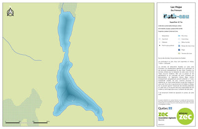 Zecs Québec Carte bathymétrique du lac Hope de la zec Frémont (2023) digital map