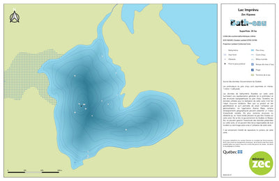 Zecs Québec Carte bathymétrique du lac Imprévu de la zec Kipawa (2023) digital map