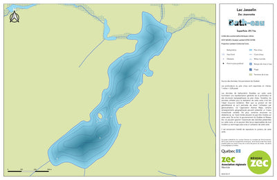 Zecs Québec Carte bathymétrique du lac Jasselin de la zec Jeannotte (2023) digital map