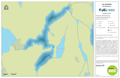 Zecs Québec Carte bathymétrique du lac Lesclache de la zec des Martres (2023) digital map