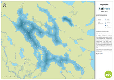 Zecs Québec Carte bathymétrique du lac Maganasipi de la zec Restigo (2023) digital map