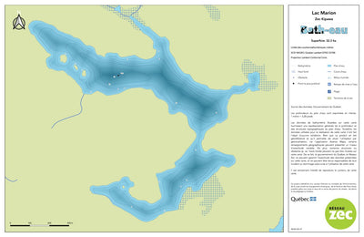 Zecs Québec Carte bathymétrique du lac Marion de la zec Kipawa (2023) digital map