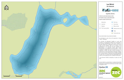 Zecs Québec Carte bathymétrique du lac Miroir de la zec Kiskissink (2023) digital map