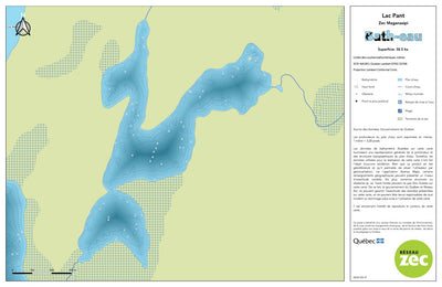 Zecs Québec Carte bathymétrique du lac Pant de la zec Maganasipi (2023) digital map