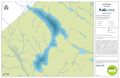 Zecs Québec Carte bathymétrique du lac Provost de la zec Lavigne (2023) digital map