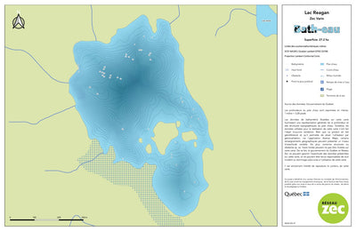 Zecs Québec Carte bathymétrique du lac Reagan de la zec Varin (2023) digital map