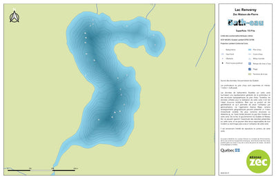 Zecs Québec Carte bathymétrique du lac Renversy de la zec Maison-de-Pierre (2023) digital map