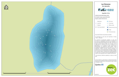 Zecs Québec Carte bathymétrique du lac Simonne de la zec Labrieville (2023) digital map