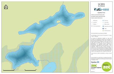 Zecs Québec Carte bathymétrique du lac Sylvio de la zec Kiskissink (2023) digital map