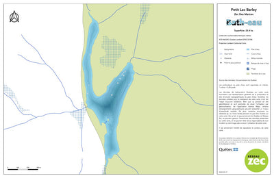 Zecs Québec Carte bathymétrique du petit lac Barley de la zec des Martres (2023) digital map