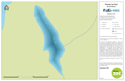 Zecs Québec Carte bathymétrique du premier lac Paul de la zec des Martres (2023) digital map